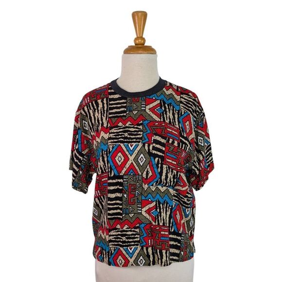 C. H. Sport M T-Shirt 90s Vintage Urban African Funky Boxy Art to Wear Cosby - Picture 1 of 8